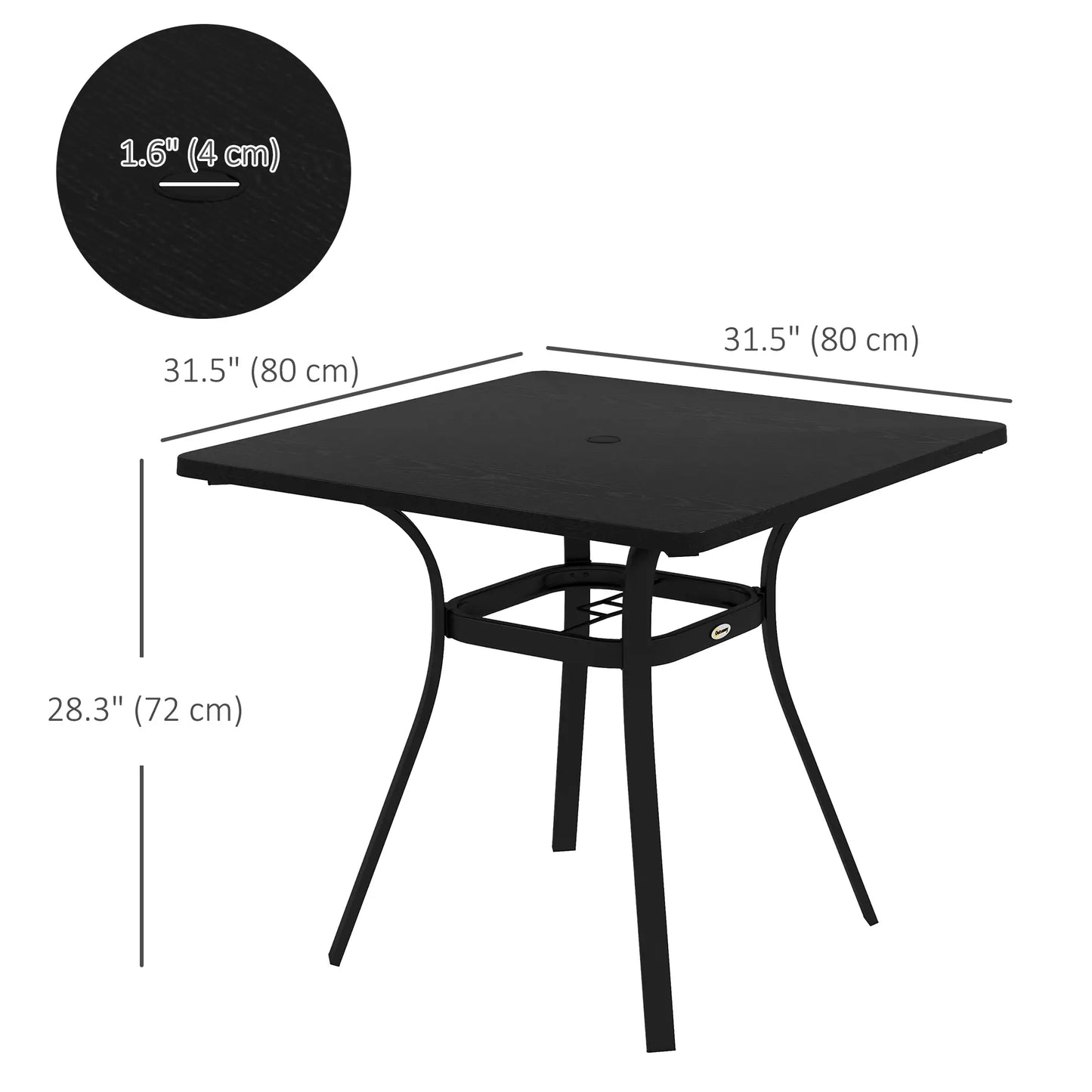 Rectangle Patio Dining Table for 4, Steel Legs, Metal Tabletop, Black Patio Dinning Tables at Gallery Canada