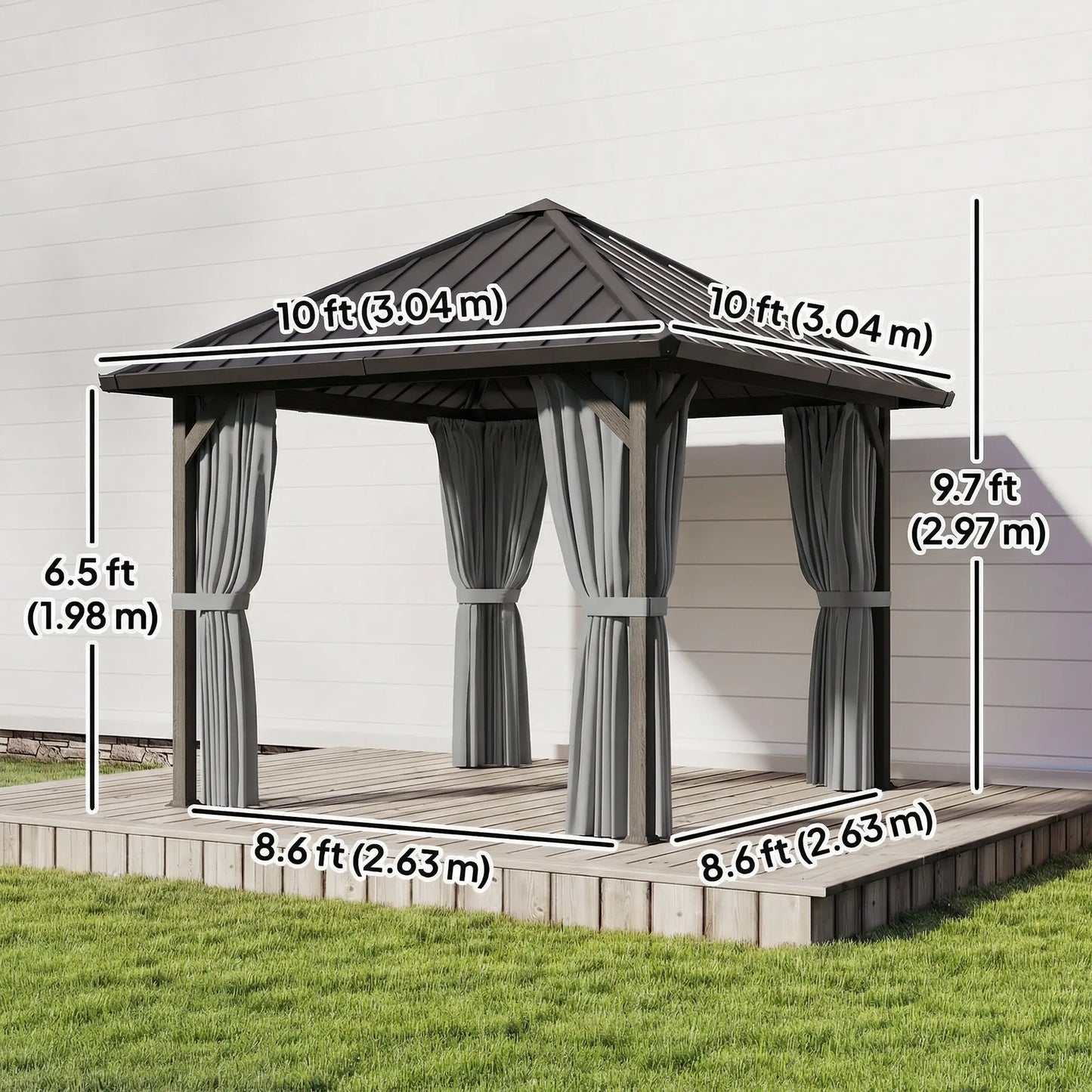 10' X 10' Hardtop Gazebo With Steel Roof, Netting & Curtains, Steel Gazebos at Gallery Canada