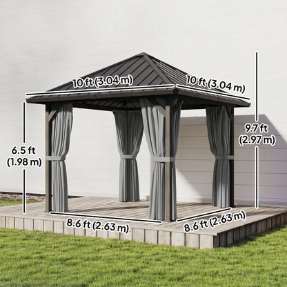 10' X 10' Hardtop Gazebo With Steel Roof, Netting & Curtains, Steel Gazebos at Gallery Canada