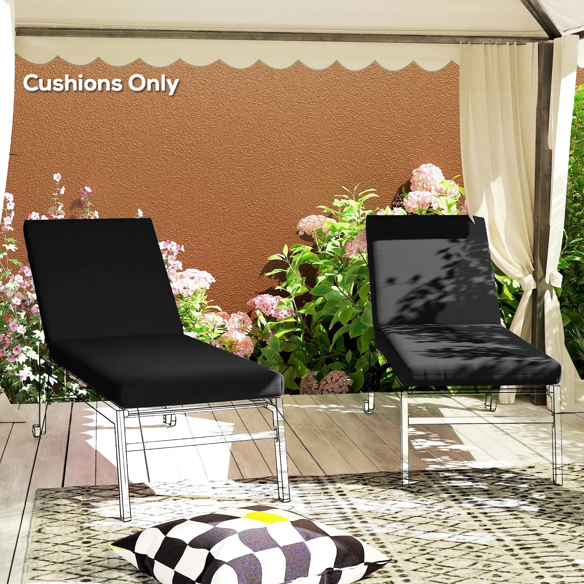 2-Piece Patio Chair Cushions, With Ties, Indoor Outdoor, Black Patio Chair Cushions at Gallery Canada