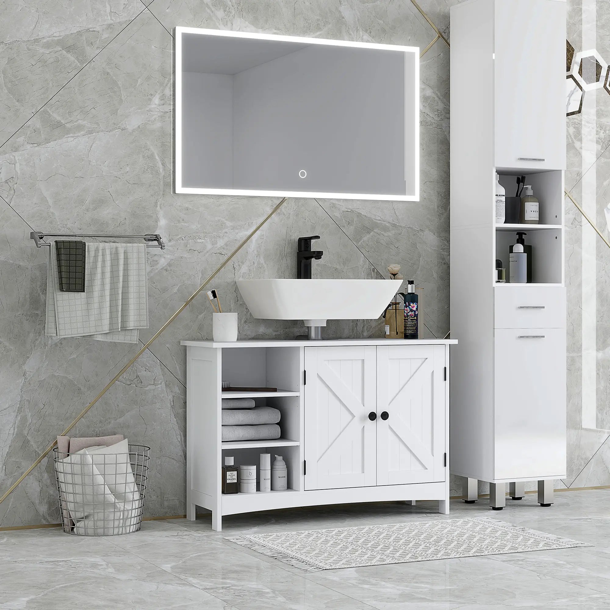 Bathroom Vanity Cabinet, Under Sink Storage, Double Doors, White Sink Cabinets at Gallery Canada