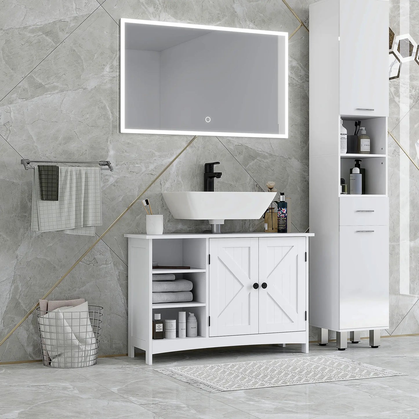 Bathroom Vanity Cabinet, Under Sink Storage, Double Doors, White Sink Cabinets at Gallery Canada
