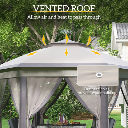 13' x 13' Pop Up Canopy Tent, Netting, Carry Bag, Coffee Beige