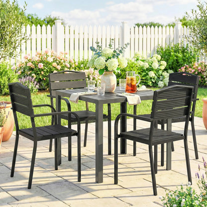 Stackable Patio Chairs Set Of 4, Outdoor Dining Chairs, Black Outdoor Dining Sets at Gallery Canada