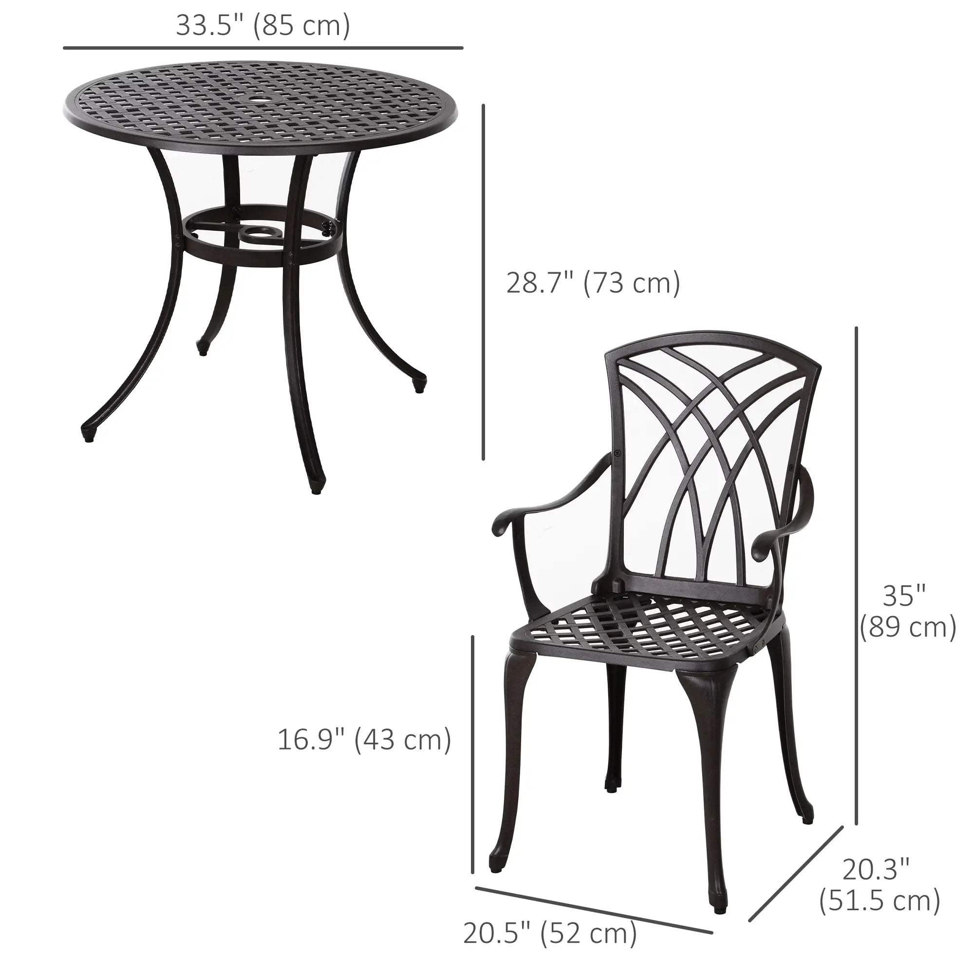 5-Piece Outdoor Dining Set, Cast Aluminum Table and Chairs, Brown Outdoor Dining Sets at Gallery Canada