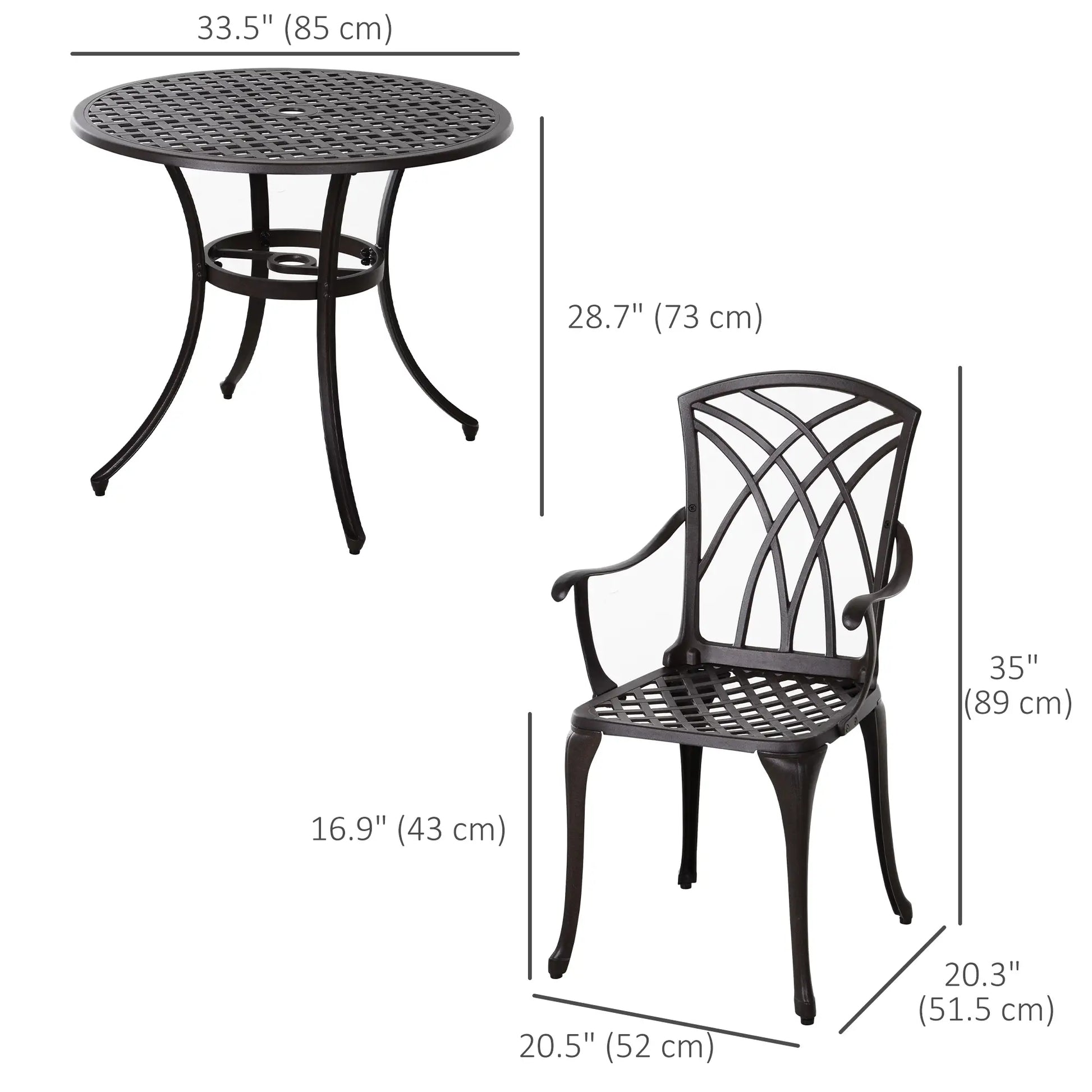 5-Piece Outdoor Dining Set, Cast Aluminum Table and Chairs, Brown Outdoor Dining Sets at Gallery Canada