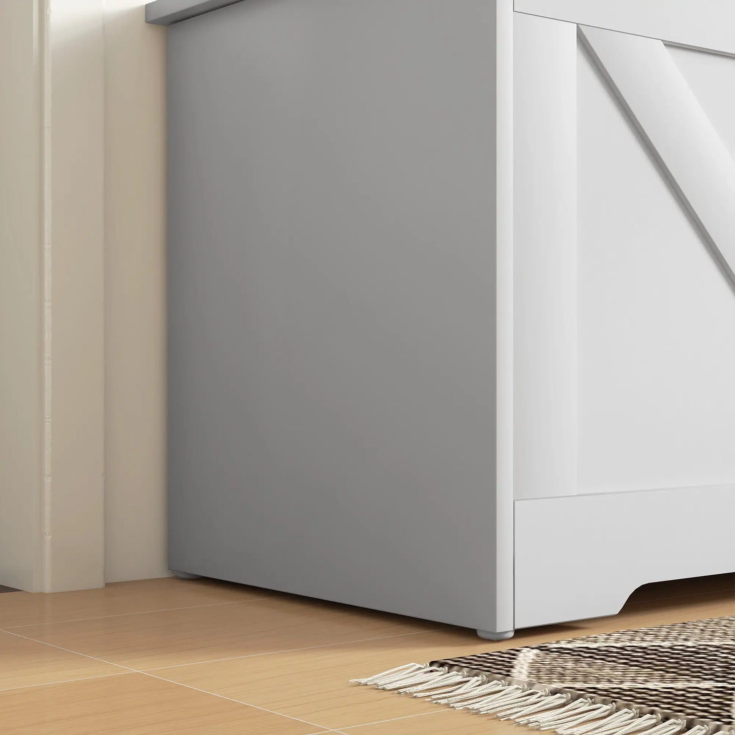 39.4 Inches Wooden Storage Chest, 2 Safety Hinges, White Wood Grain Storage Cabinets at Gallery Canada