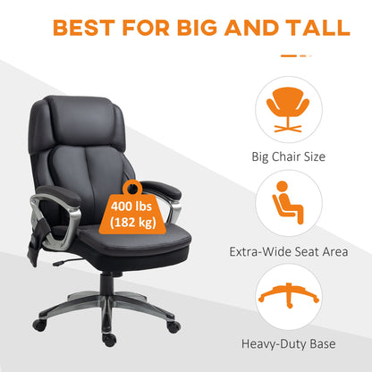 Big and Tall Massage Office Chair with Strong Vibration, Microfiber Office Chair, 27.25"x31.5"x48.75", Black - Gallery Canada