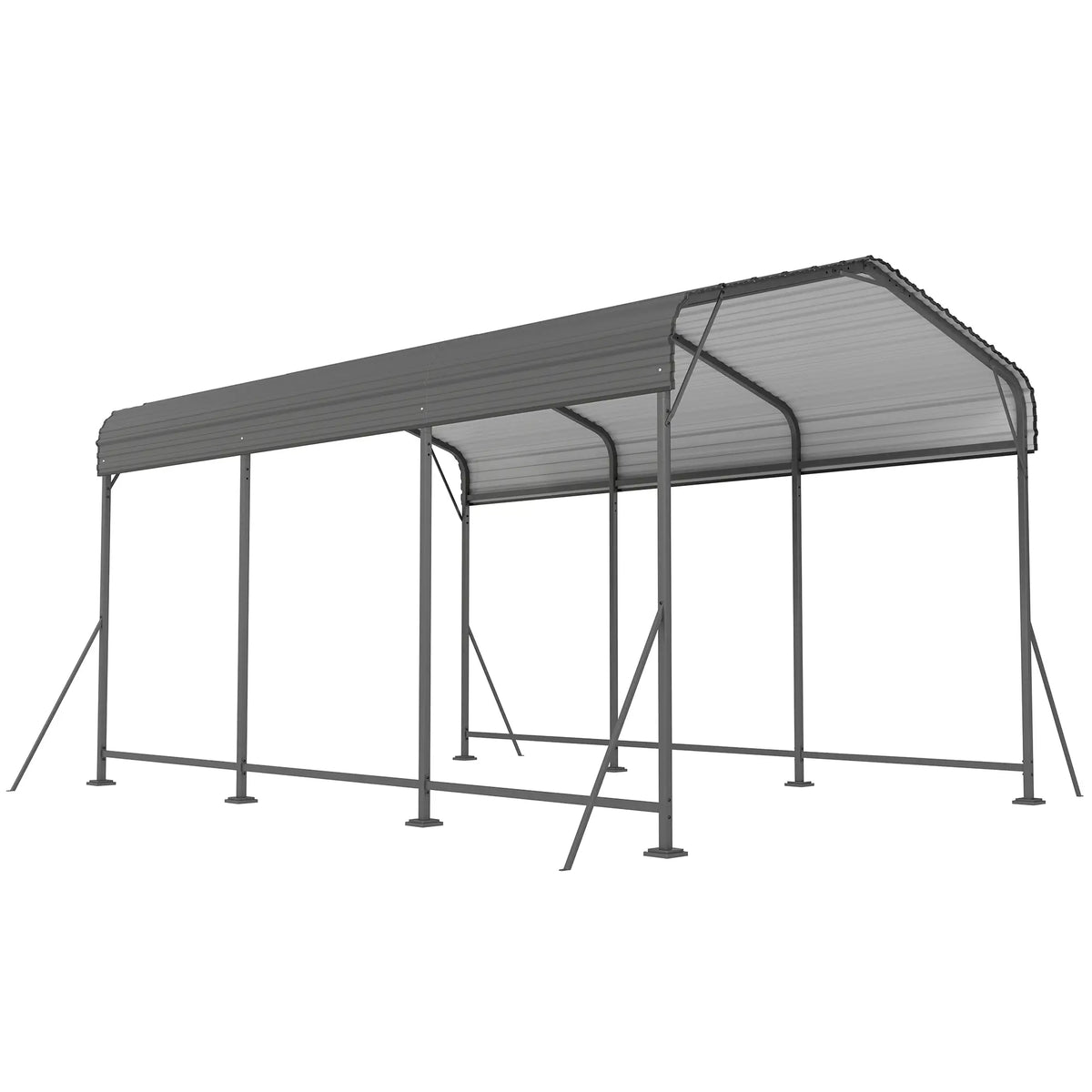 10 x 15FT Metal Carport, Heavy-Duty Canopy, Reinforced Frame, Dark Grey Car Shelters Dark Grey at Gallery Canada