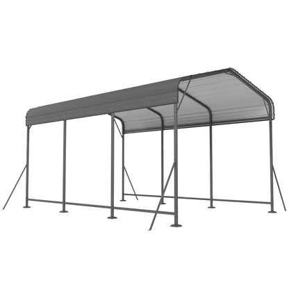 10 x 15FT Metal Carport, Heavy-Duty Canopy, Reinforced Frame, Dark Grey Car Shelters Dark Grey at Gallery Canada