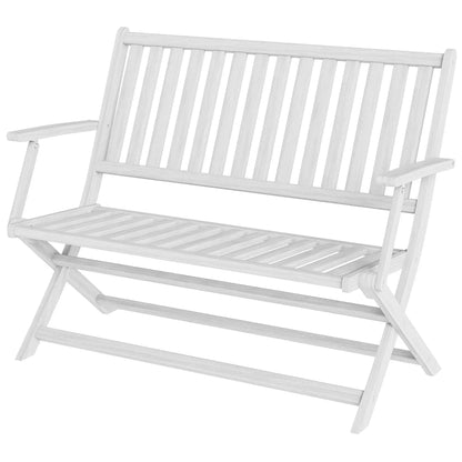 46.5" Foldable Wood Outdoor Bench, Backrest and Armrests, White Patio Chairs White at Gallery Canada