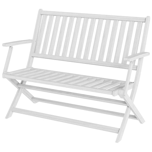 46.5" Foldable Wood Outdoor Bench, Backrest and Armrests, White Patio Chairs White at Gallery Canada