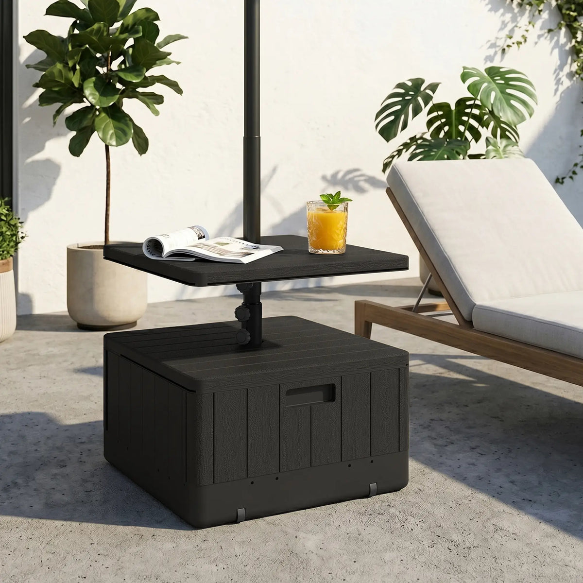 Base de parapluie robuste avec roues, plateau de table, 176 lbs, noir