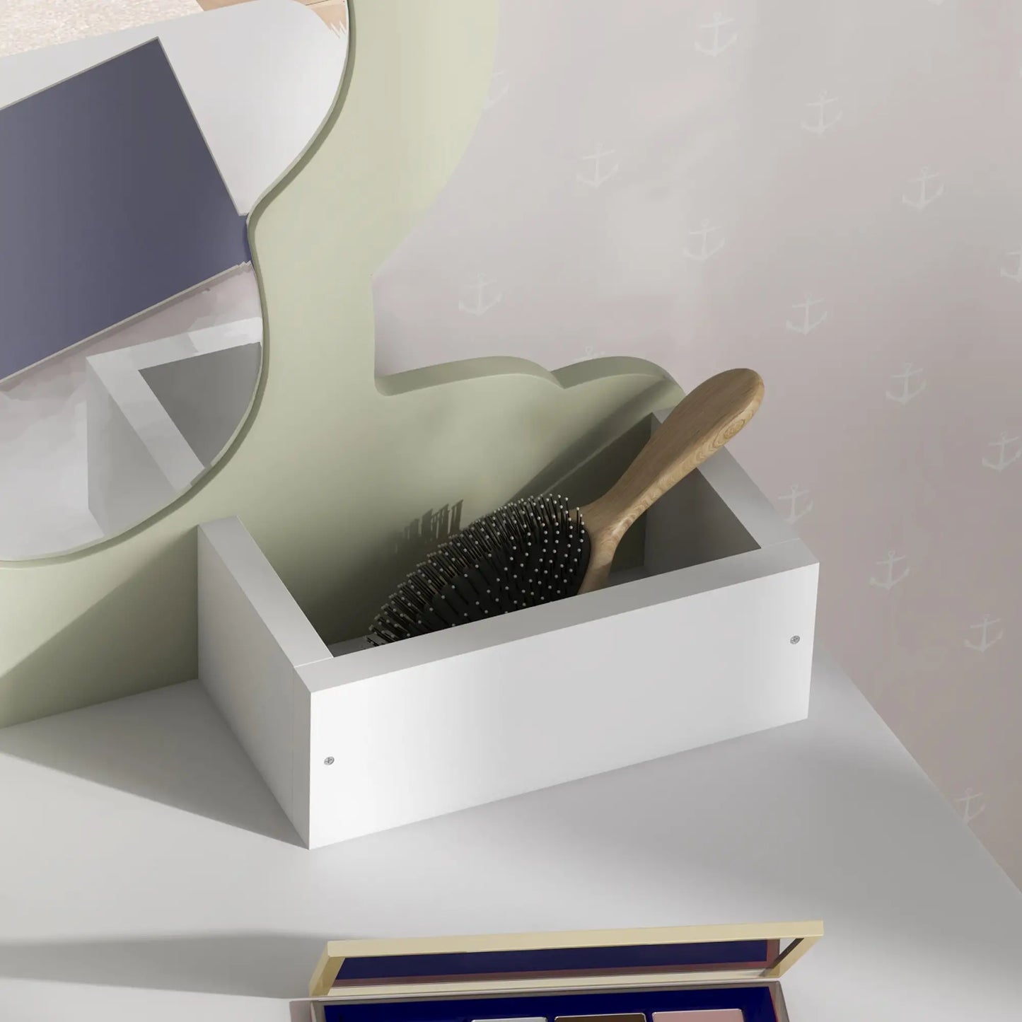 Kids Makeup Vanity Set with Stool, Mirror, Drawer, Storage Boxes, White Toy Vanity at Gallery Canada