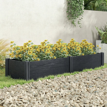 Vinyl Raised Garden Bed Kit, 6.5 x 2 x 1ft, Grey Wood Effect, Grey Wooden Planter Boxes at Gallery Canada