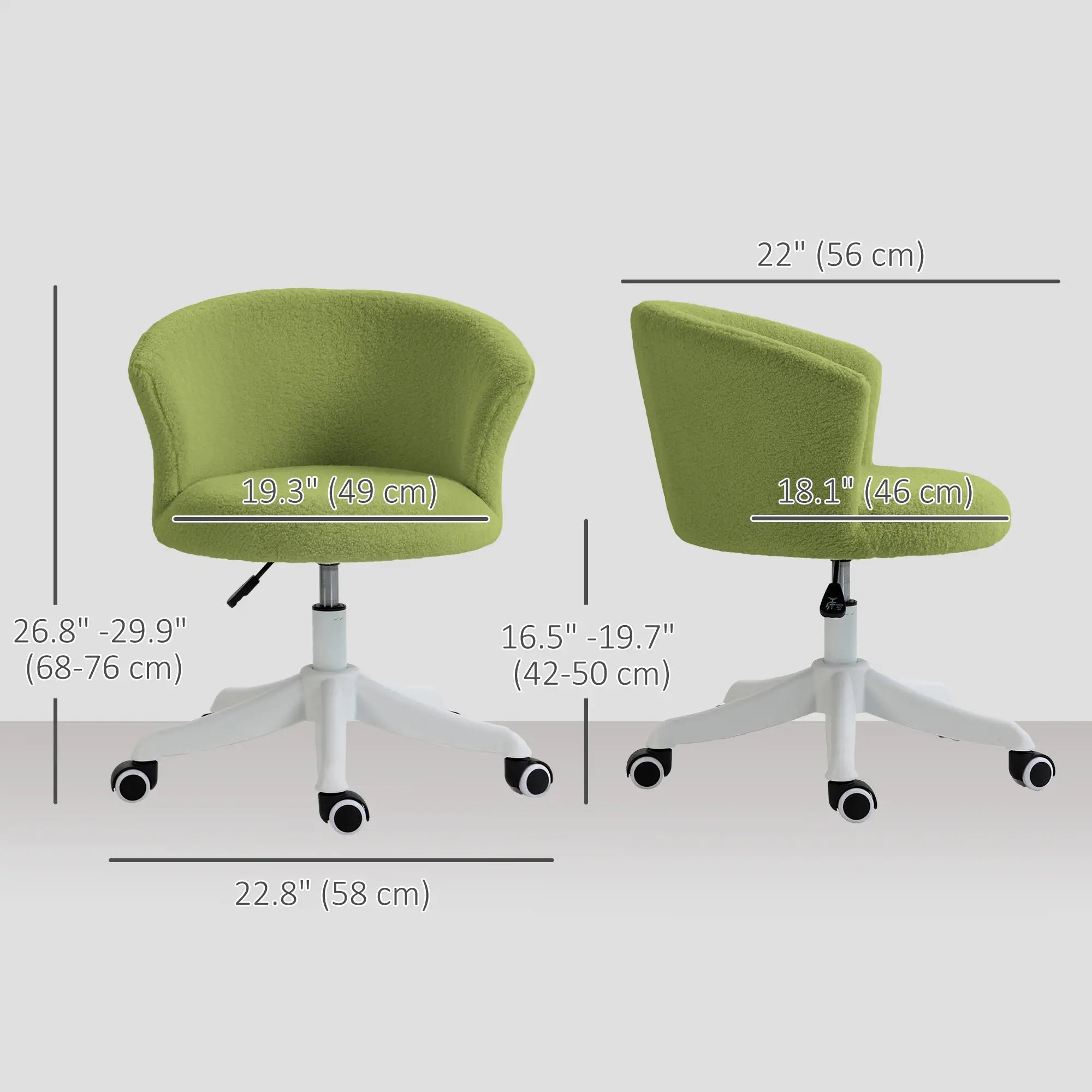 Armless Office Chair, Adjustable Height, Swivel Wheels, Mid Back, Light Green Task Chairs at Gallery Canada