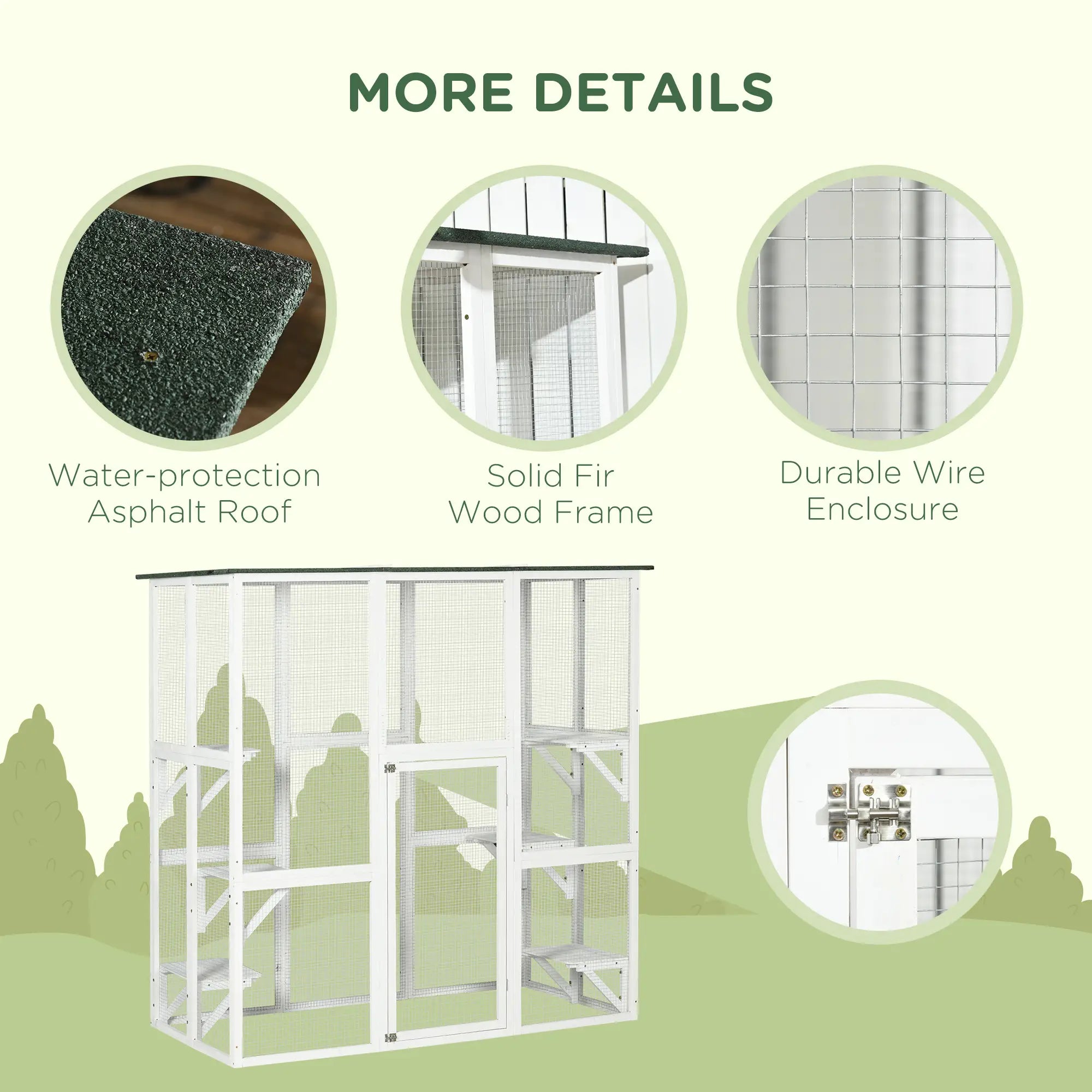 Large Outdoor Catio Enclosure, Wooden Cat Patio, 70.9