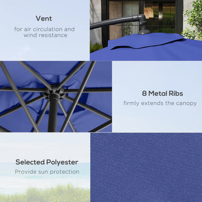 9.6ft Offset Patio Umbrella, Hanging Parasol, Crank, Navy Blue Offset Cantilever Umbrellas at Gallery Canada