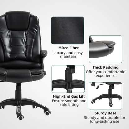 Reclining Massage Office Chair, High Back, Swivel Wheels, Black Office Chairs at Gallery Canada