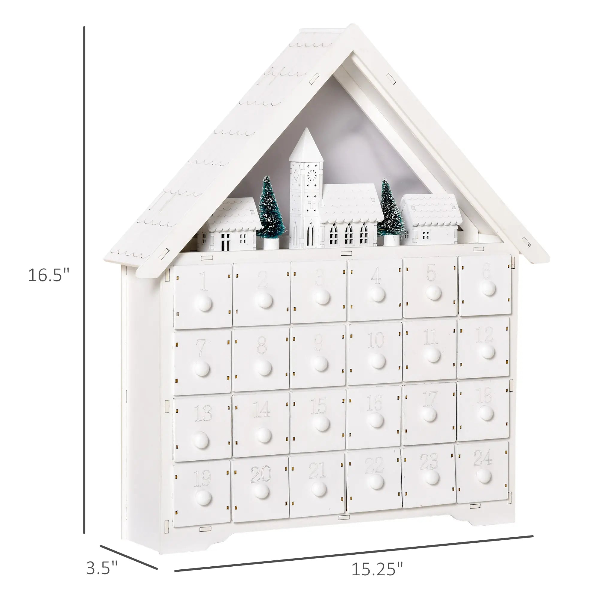 Christmas Advent Calendar, Light Up Wooden House, Countdown Drawer, White Christmas Advent Calendars at Gallery Canada
