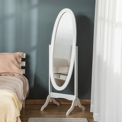 Full Length Floor Mirror, Adjustable Angle Oval Frame, White Full Length Mirrors at Gallery Canada