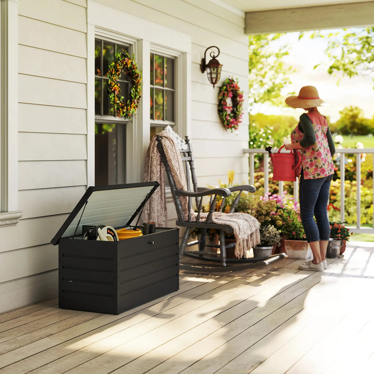 Large Deck Box, Outdoor Storage with Lock, Grey Patio Storage Boxes at Gallery Canada