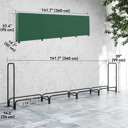 Firewood Rack with Waterproof Cover, 142" x 14" x 39", Dark Green Firewood Racks at Gallery Canada