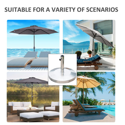 19" Round Patio Umbrella Stand, Stainless Steel Base, Silver Umbrella Bases at Gallery Canada