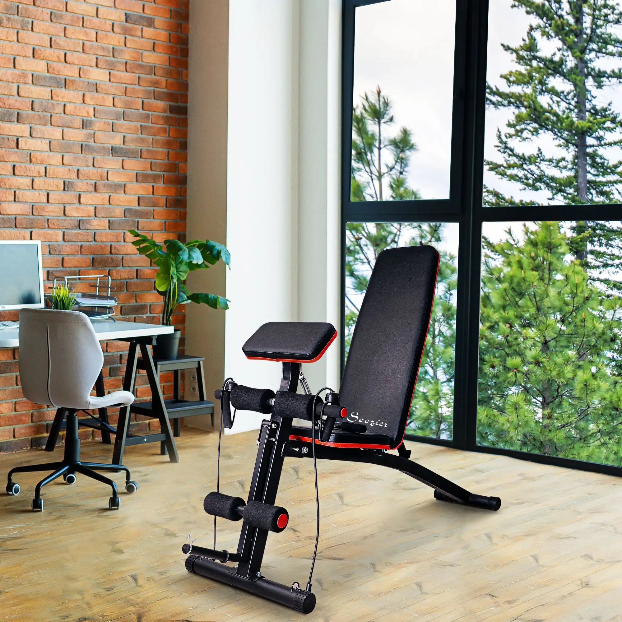 Foldable Adjustable Dumbbell Press Bench, Weight Training Gym Chair, Black & Red Weight Benches at Gallery Canada