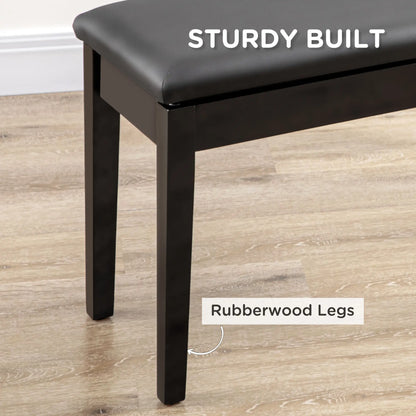 Classic Piano Bench, PU Leather, Rubber Wood Legs, Music Storage, Black Piano Benches at Gallery Canada