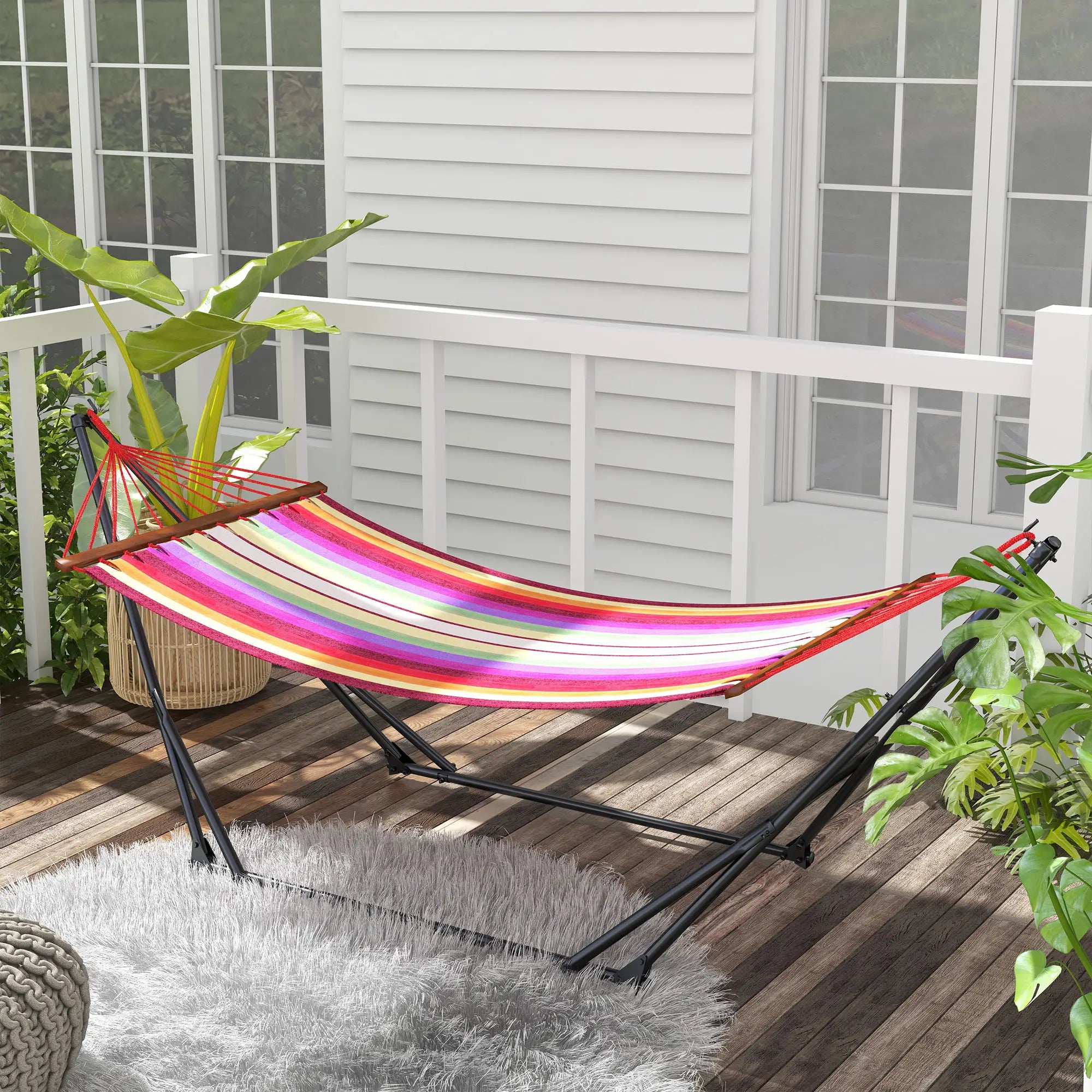 Foldable Hammock Stand, 2 In 1, 120kg Capacity, Black Hammock Stands at Gallery Canada