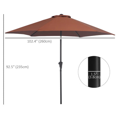 8.5FT Round Garden Parasol, 6 Ribs, Tilt Canopy, Crank Handle, Coffee Sun Umbrellas at Gallery Canada
