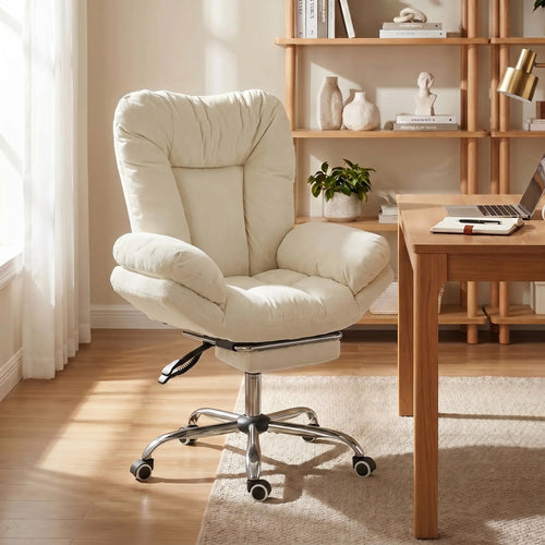 Criss Cross Chair with Wheels, Waterfall Armrests, Beige