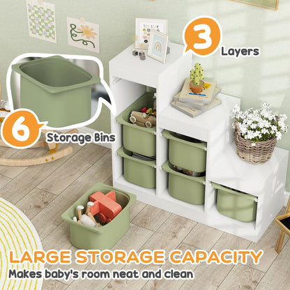 3 Layers Toy Storage Organizer, 6 Plastic Bins, Green Baby & Kids Storage at Gallery Canada