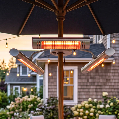 Electric Patio Heater, 3 Heating Panels, Infrared Remote, Silver Electric Tower Heaters at Gallery Canada