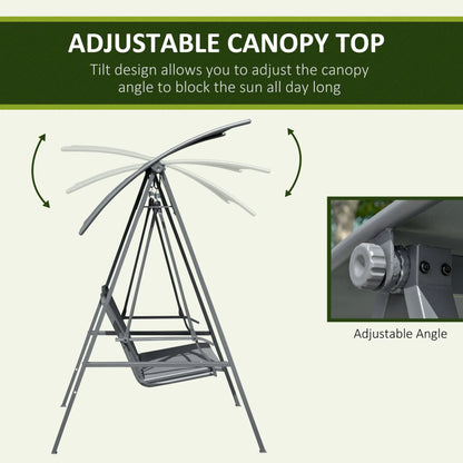 2-Seat Outdoor Porch Swing With Adjustable Canopy, Removable Seat, Steel Frame Patio Swings with Stand at Gallery Canada