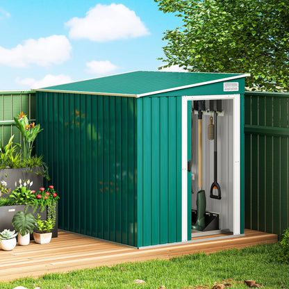 5'x7' Galvanized Metal Shed, With Sliding Door, 2 Vents, Green Sheds at Gallery Canada