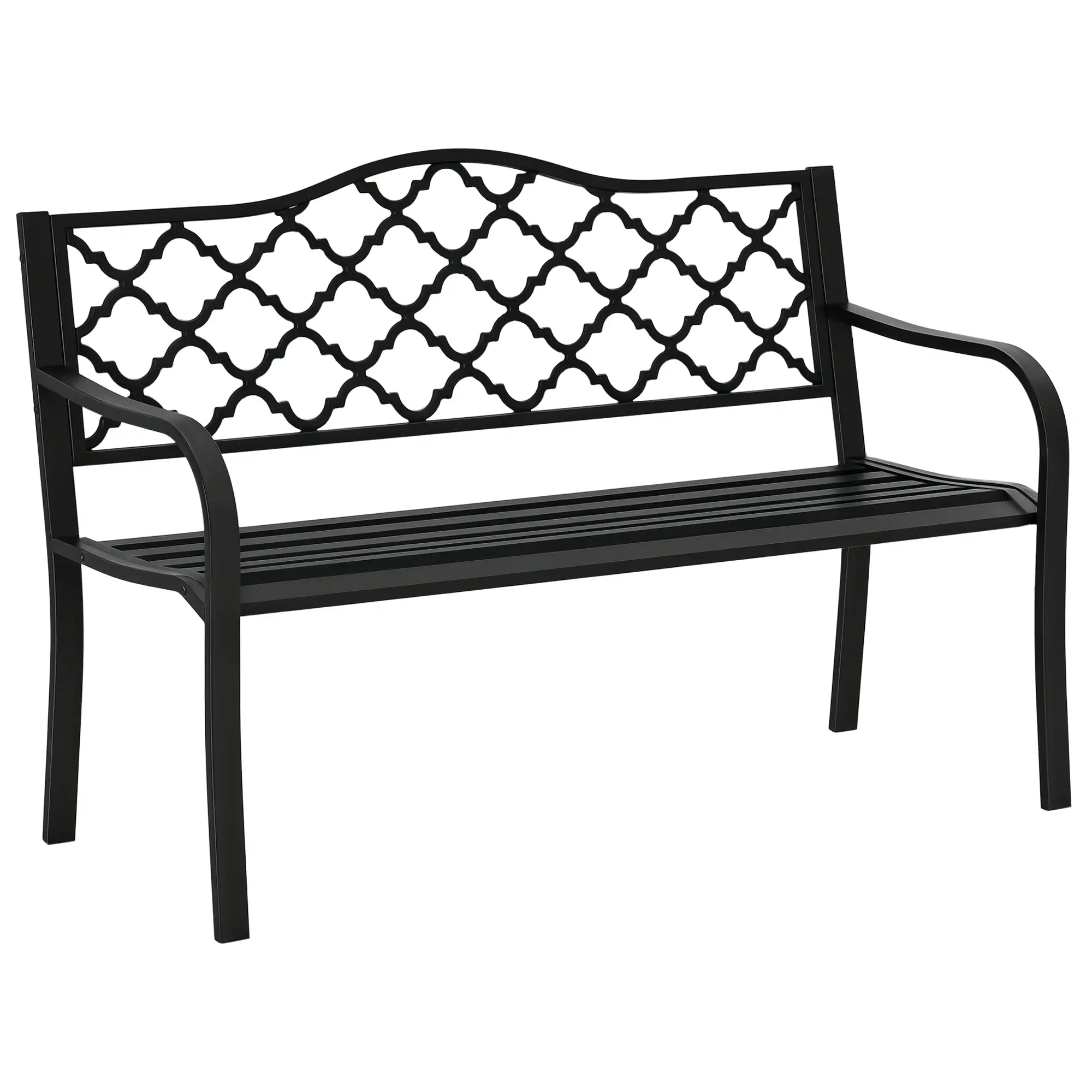 2-Seater Steel Garden Bench, Antique Outdoor Loveseat, Black Outdoor Benches at Gallery Canada