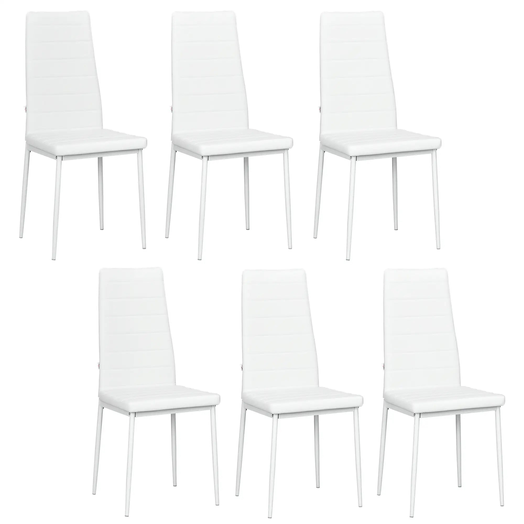 Modern Upholstered PU Leather Dining Chairs, Set of 6, White Bar Stools White at Gallery Canada