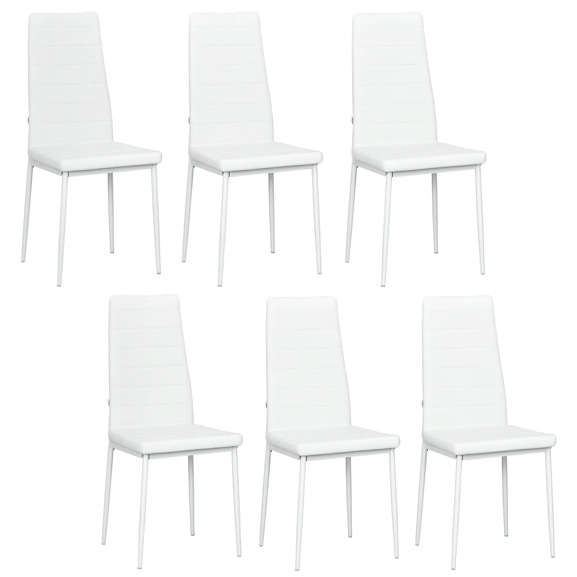 Modern Upholstered PU Leather Dining Chairs, Set of 6, White Bar Stools White at Gallery Canada