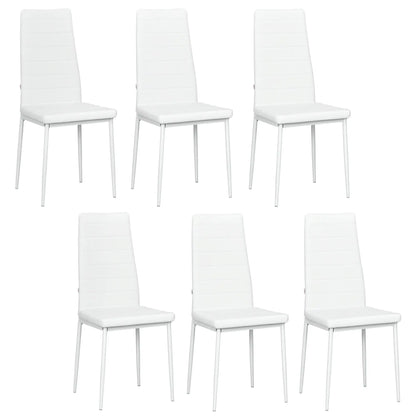 Modern Upholstered PU Leather Dining Chairs, Set of 6, White Bar Stools White at Gallery Canada