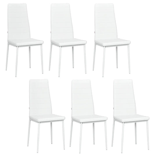 Modern Upholstered PU Leather Dining Chairs, Set of 6, White Bar Stools White at Gallery Canada