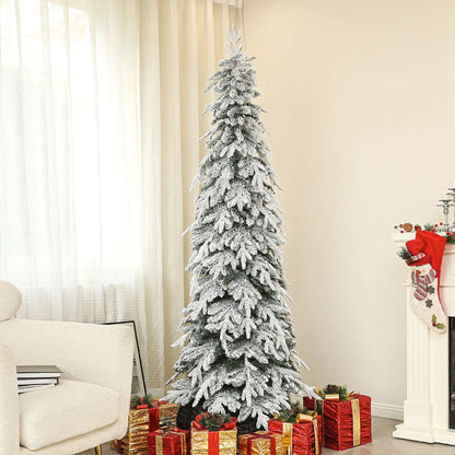 7ft Flocked Artificial Christmas Tree, 800 Tips, Auto Open, Steel Base, Green Flocked Christmas Trees at Gallery Canada