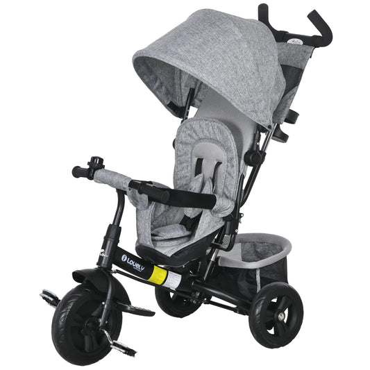 6 in 1 Tricycle for Toddlers, Parent-Push Handle, Grey Tricycles for Kids Black and Grey at Gallery Canada