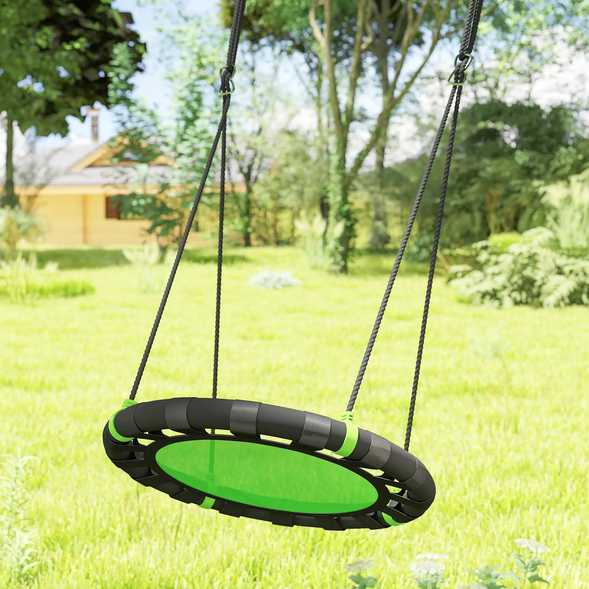 24 Inch Saucer Tree Swing, Adjustable Ropes, Outdoor, Backyard, Green Gym Sets & Swings at Gallery Canada