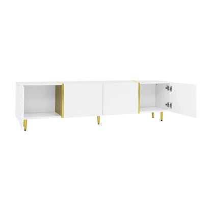 Modern TV Stand, 4 Doors, Soft-Close Hinges, 67" L x 13.5" W x 18" H, White TV Stands at Gallery Canada