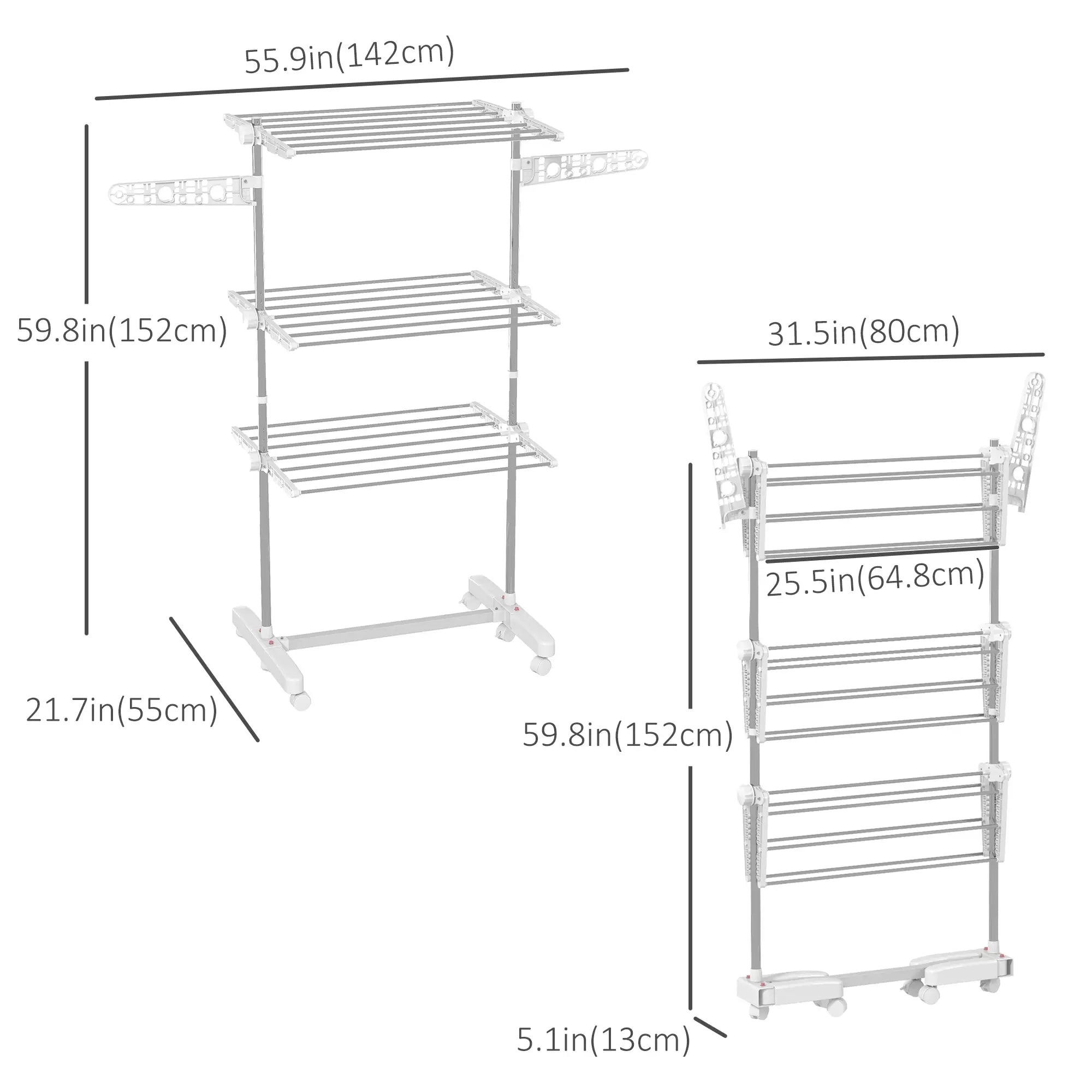 3-Tier Foldable Clothes Drying Rack, Stainless Steel, White Bath Accessories at Gallery Canada