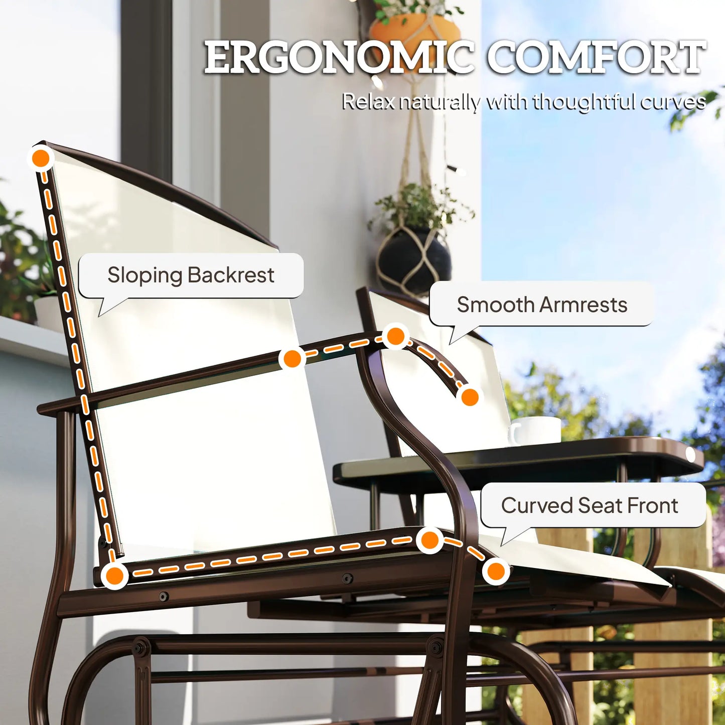 2 Person Patio Glider Rocking Chair, Outdoor Loveseat, Beige Outdoor Gliders at Gallery Canada