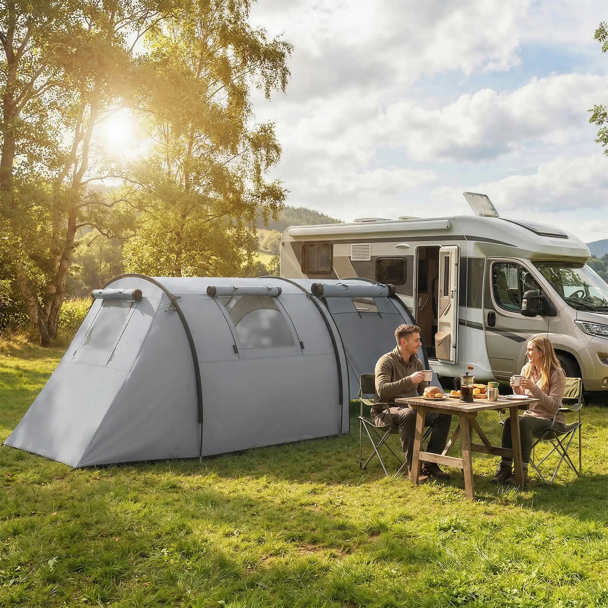 3-4 Person 2 Room Camping Tent 3000mm Waterproof, Grey Camping Tents at Gallery Canada