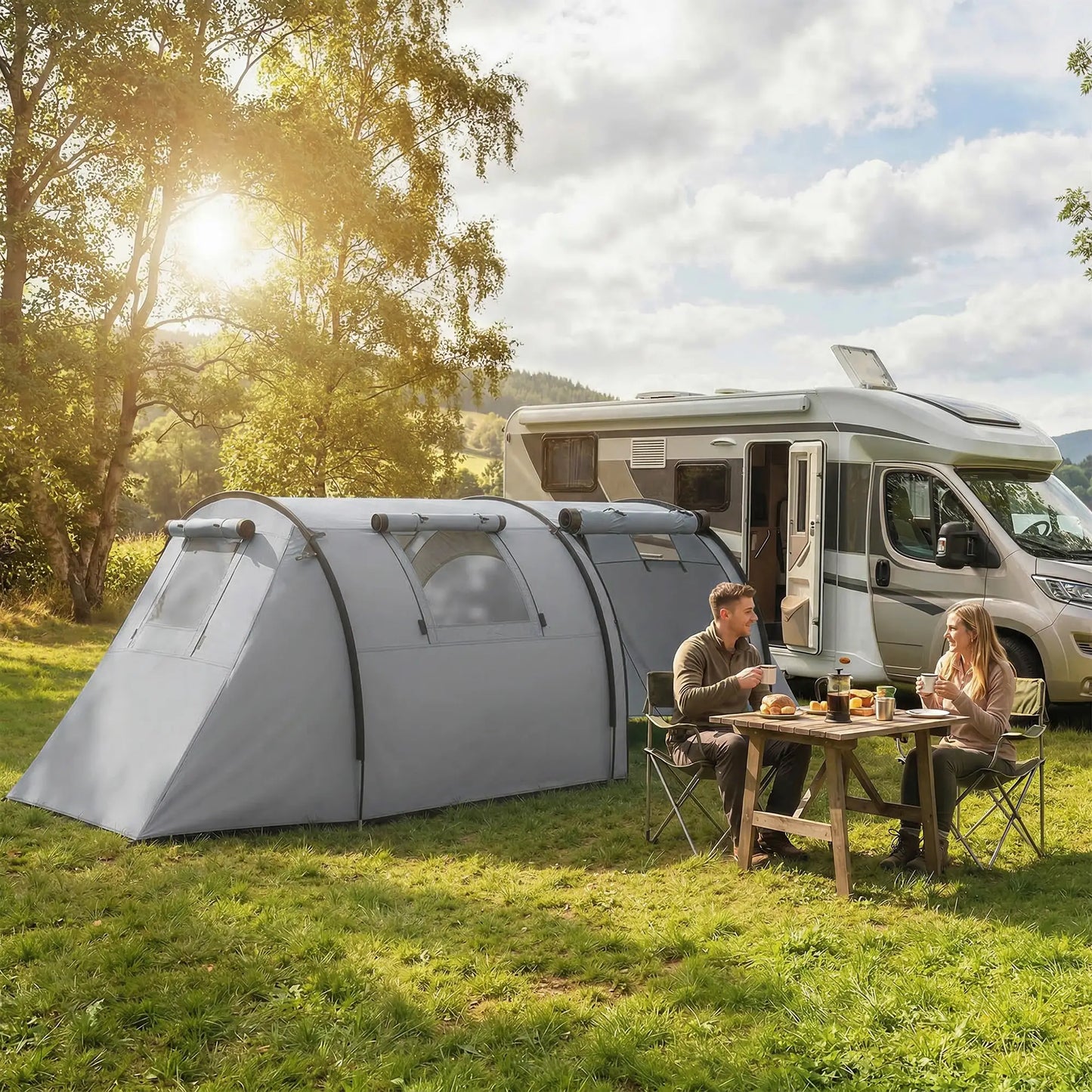 3-4 Person 2 Room Camping Tent 3000mm Waterproof, Grey Camping Tents at Gallery Canada